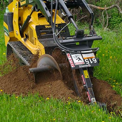 mini skid steer trencher attachment used|mini excavator skid steer attachment.